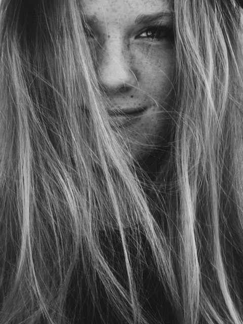black and white, people, girl, hair