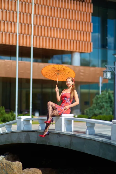 女性, 戶外, 公園, 華民