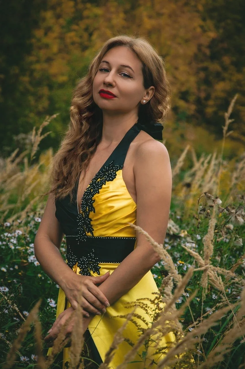 woman, portrait, nature, field