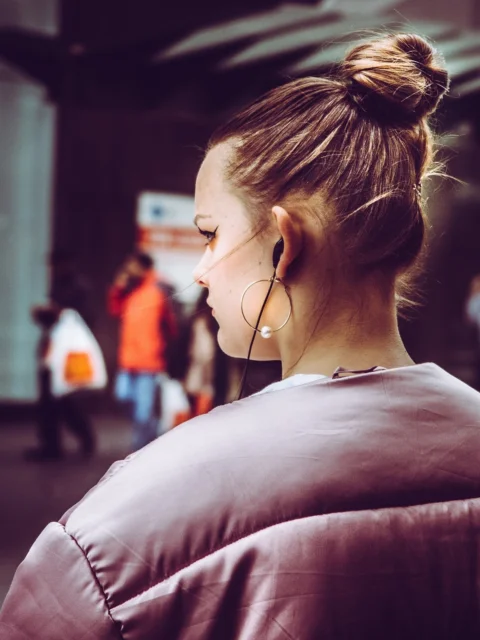 people, woman, earphone, earrings