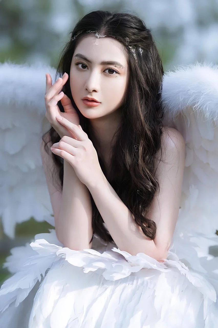 woman, angel, portrait, cosplay