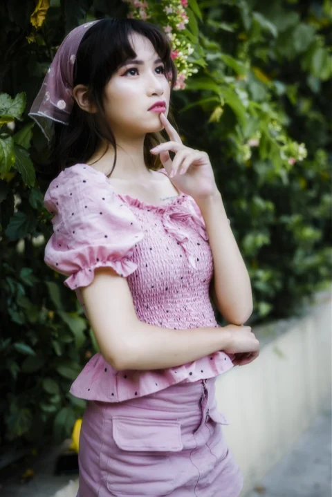 woman, model, casual, pink