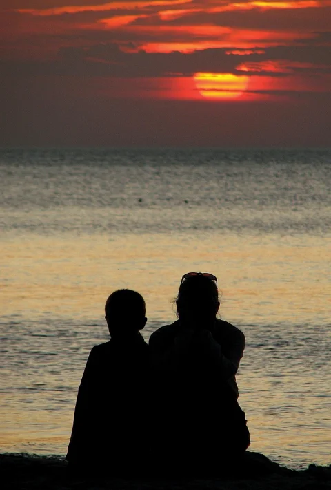sunset, sea, the baltic sea, characters