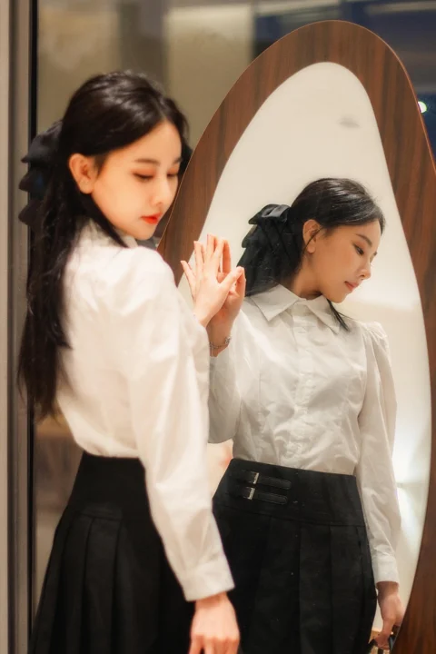 woman, mirror, portrait, girl