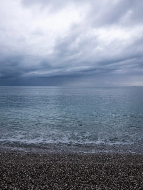 coast, sea, clouds, calm