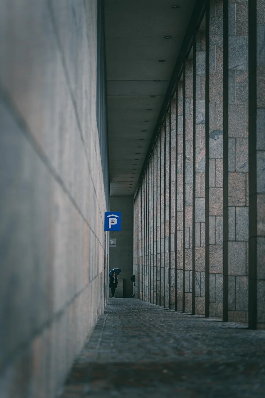 lonely, multi storey car park, woman, person