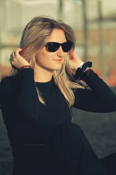 woman, model, smile, sunglasses