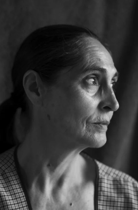 a black and white photo of a woman