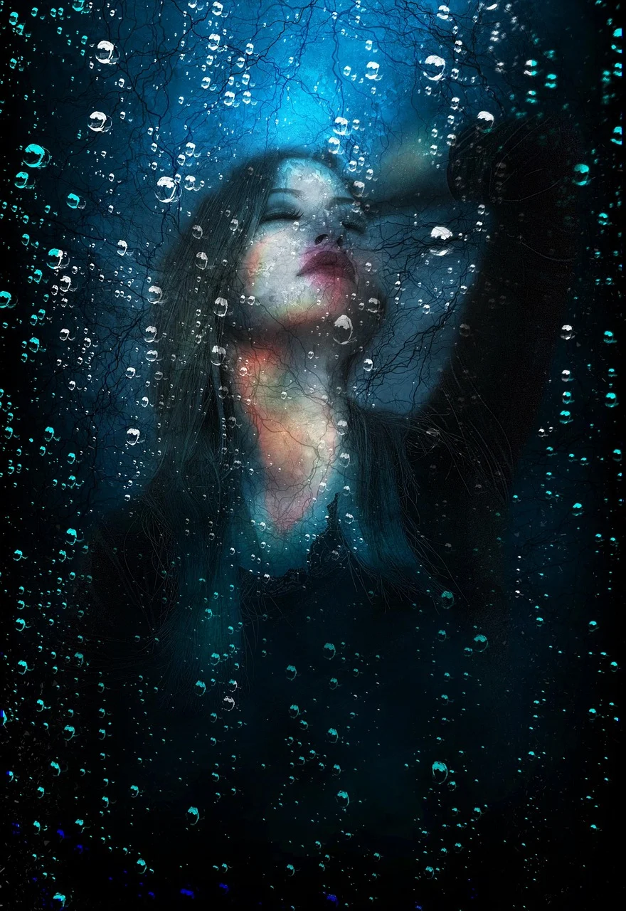 people, woman, dark, underwater