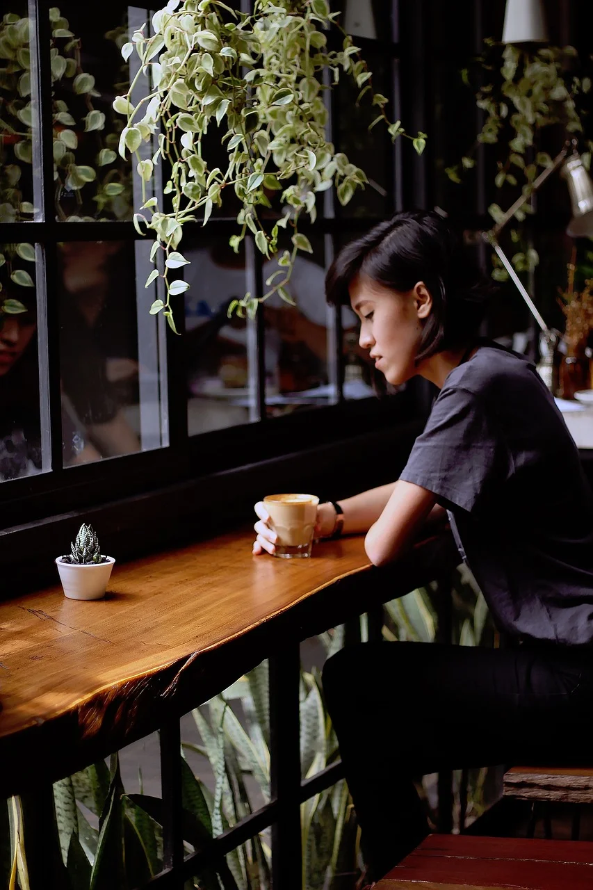 cafe, coffee, plants, people