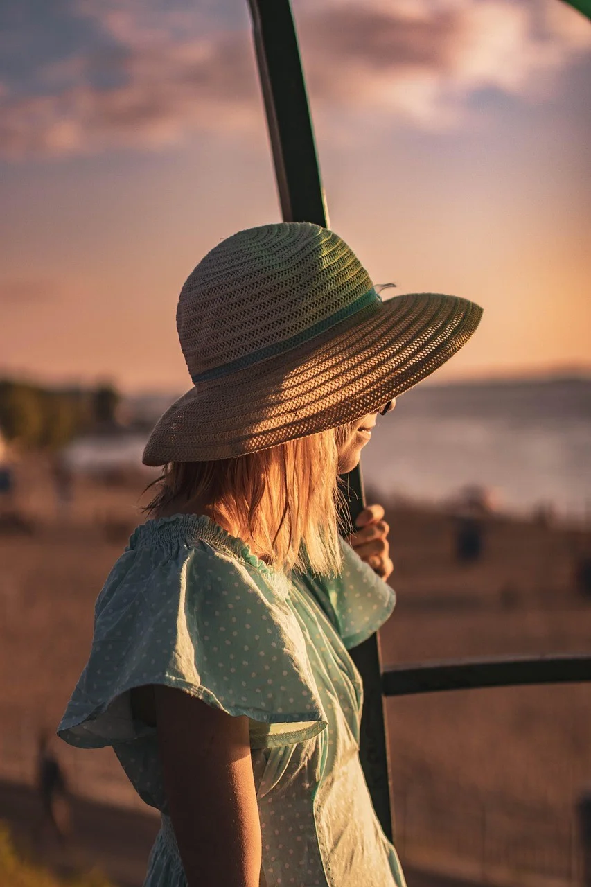 woman, sunset, portrait, fashion
