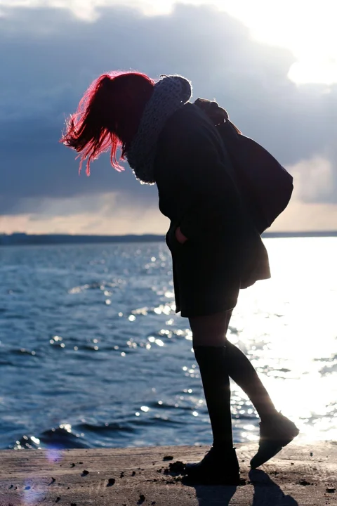 young woman, people, stroll, mood