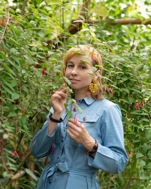 garden, flowers, woman, leaves