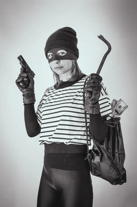 robber, thief, woman, robbery