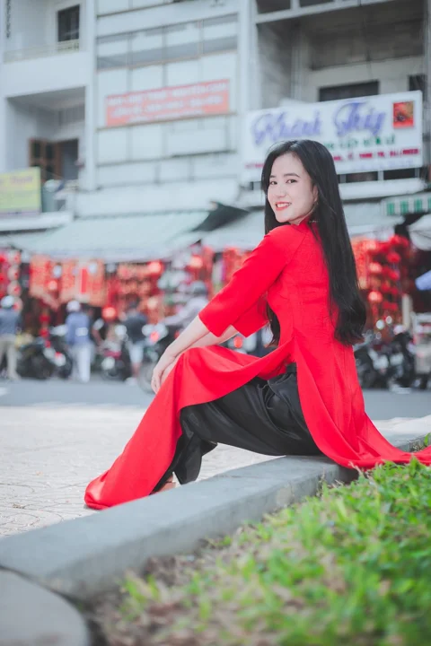 woman, model, ao dai, young