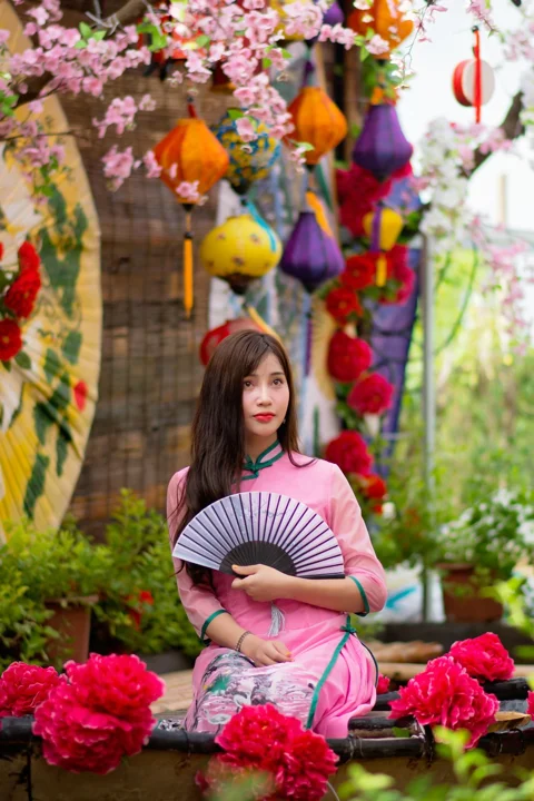 女孩, 可爱, 年轻, 中秋