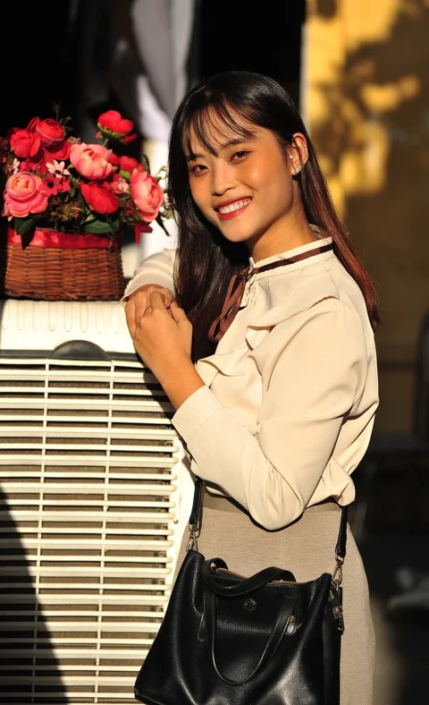 woman, smile, portrait, happy