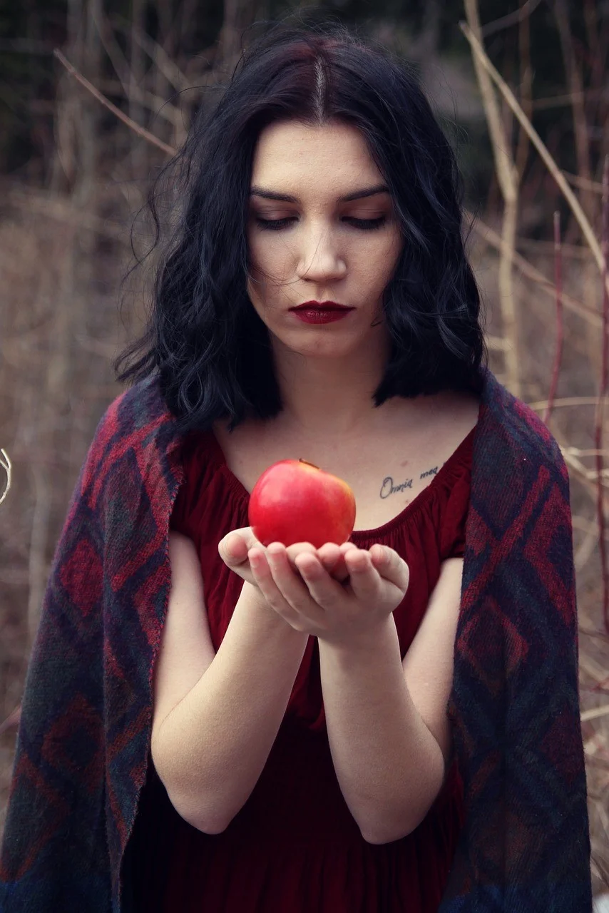 apple, girl, wild, scarf