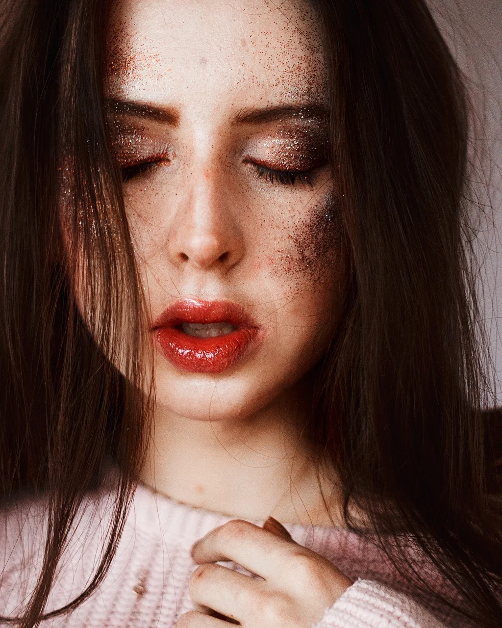 woman, portrait, face, makeup