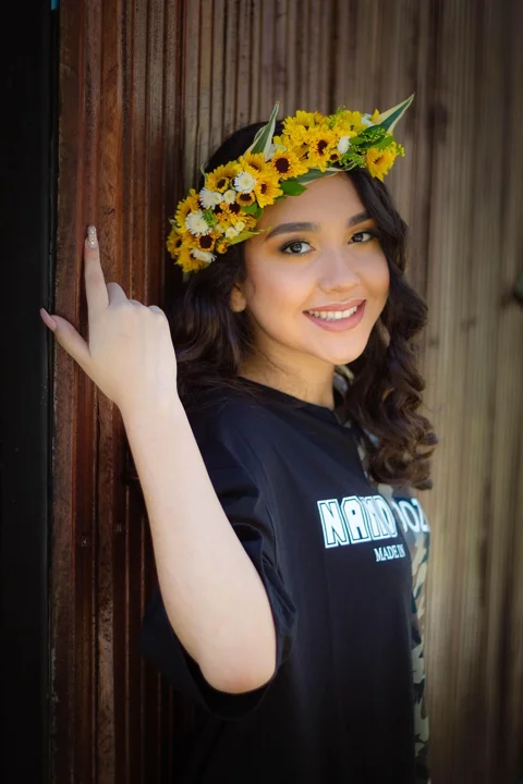 girl, flower crown, portrait, beauty