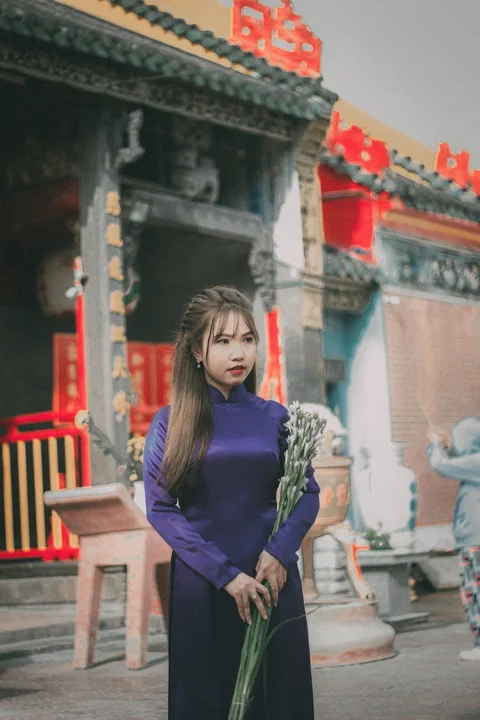 女人, 模特, 寺庙, 年轻女子