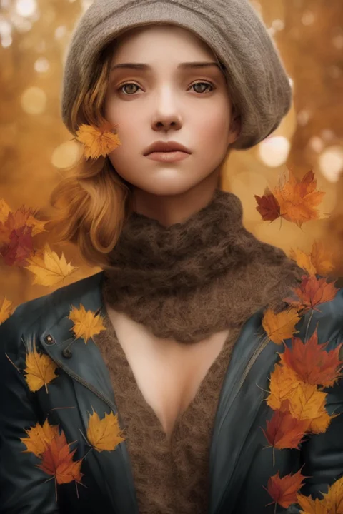 woman, abstract, foliage, beautiful
