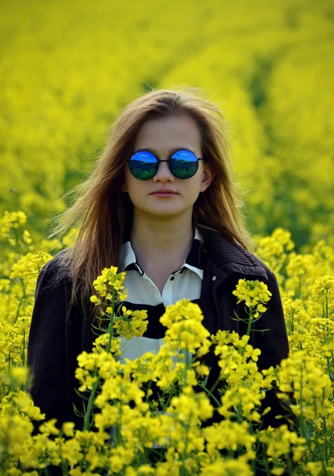 girl, summer, portrait, glasses