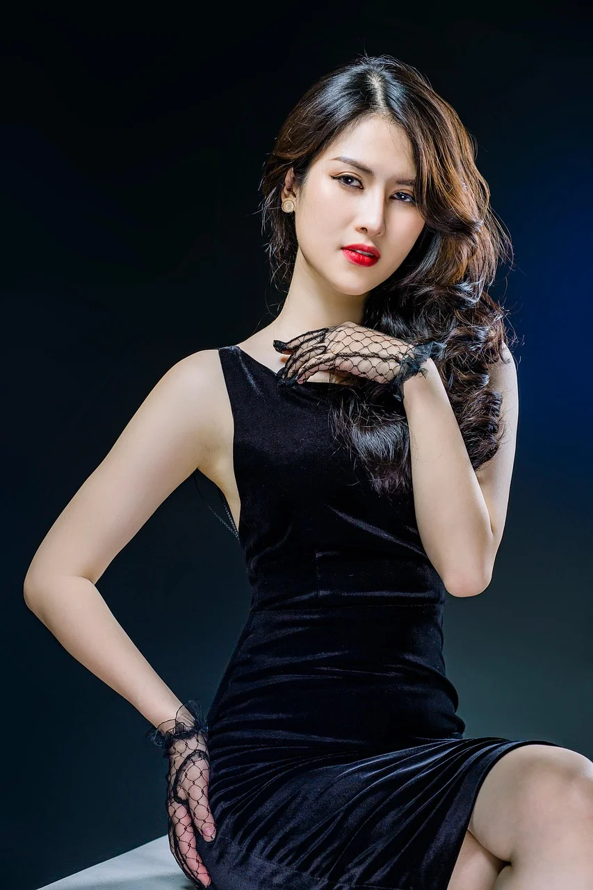 女人, 模特兒, 肖像, 黑色洋裝