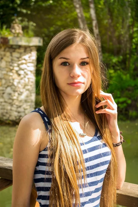 young woman, summer, portrait, long hair