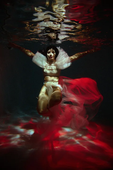 woman, underwater, fashion, water