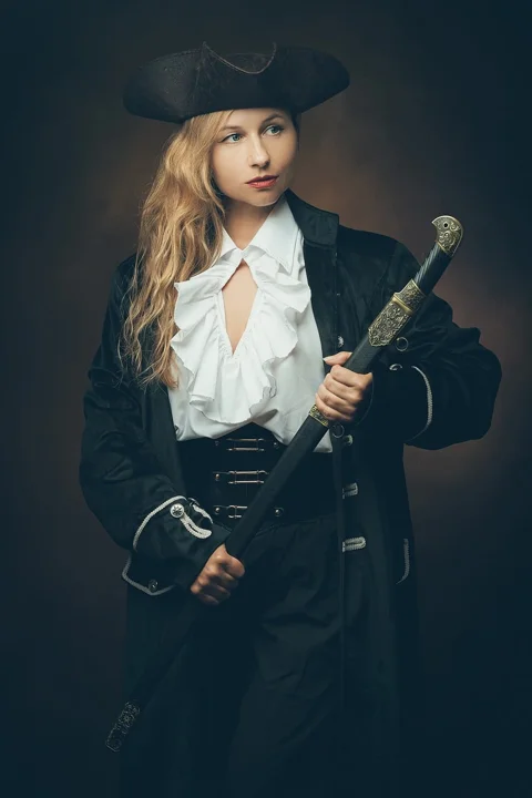 pirate, costume, woman, sword