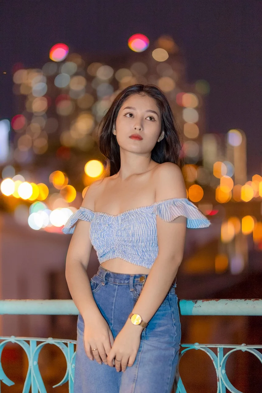 fashion, woman, bokeh, night