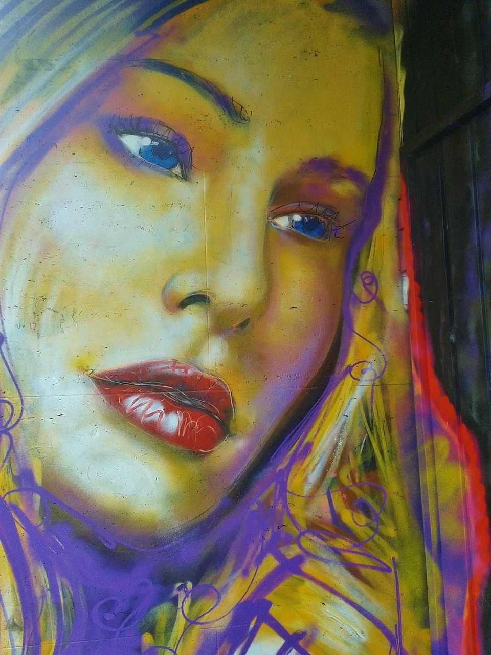 graffiti, woman, portrait, face