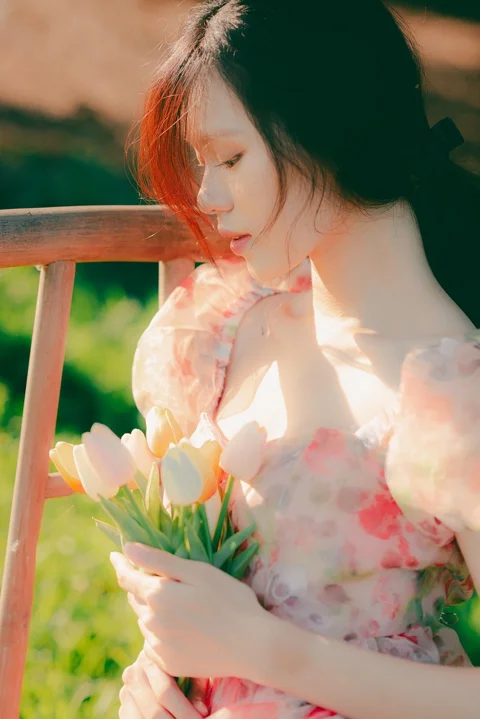 越南女性、梦幻肖像、花朵、女性
