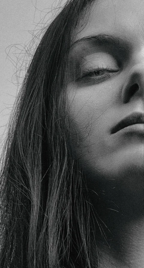 portrait, beautiful, woman, monochrome