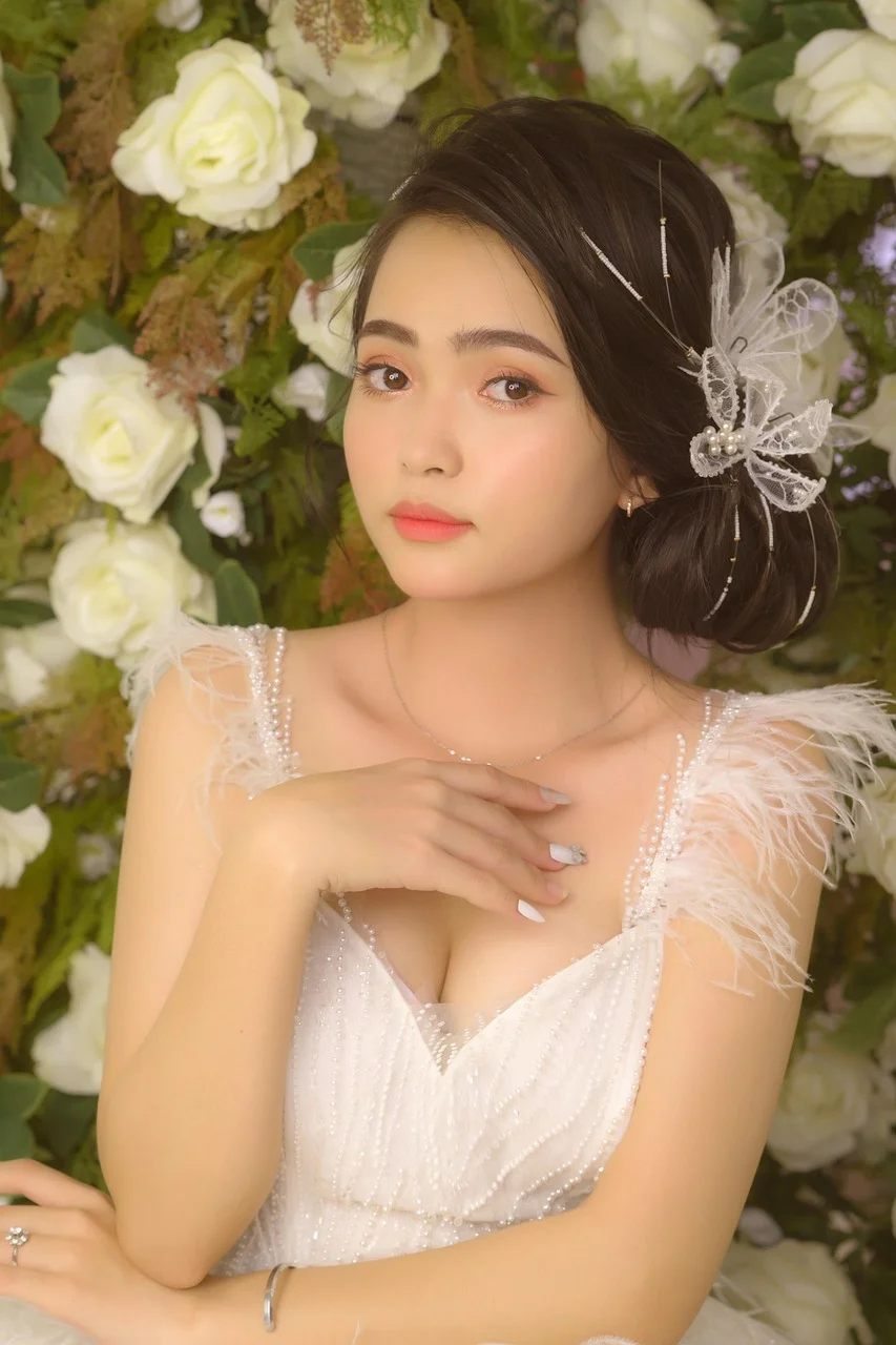 woman, dreamy portrait, flowers, portrait