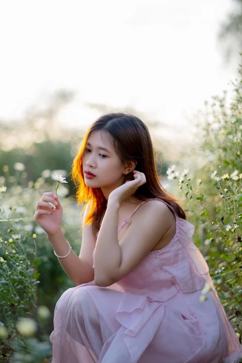 woman, beauty, flowers, garden
