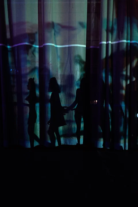 people, girls, walking, dark