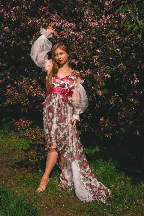 woman, photography, blossoming, sakura