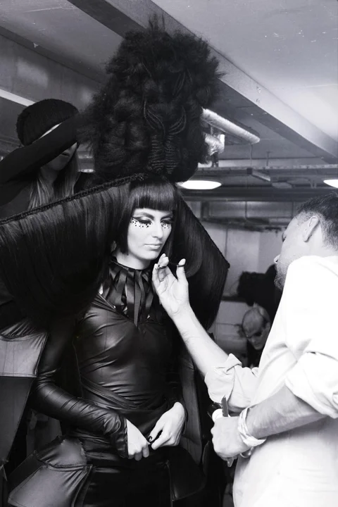 avant-garde, hairstyle, backstage, model