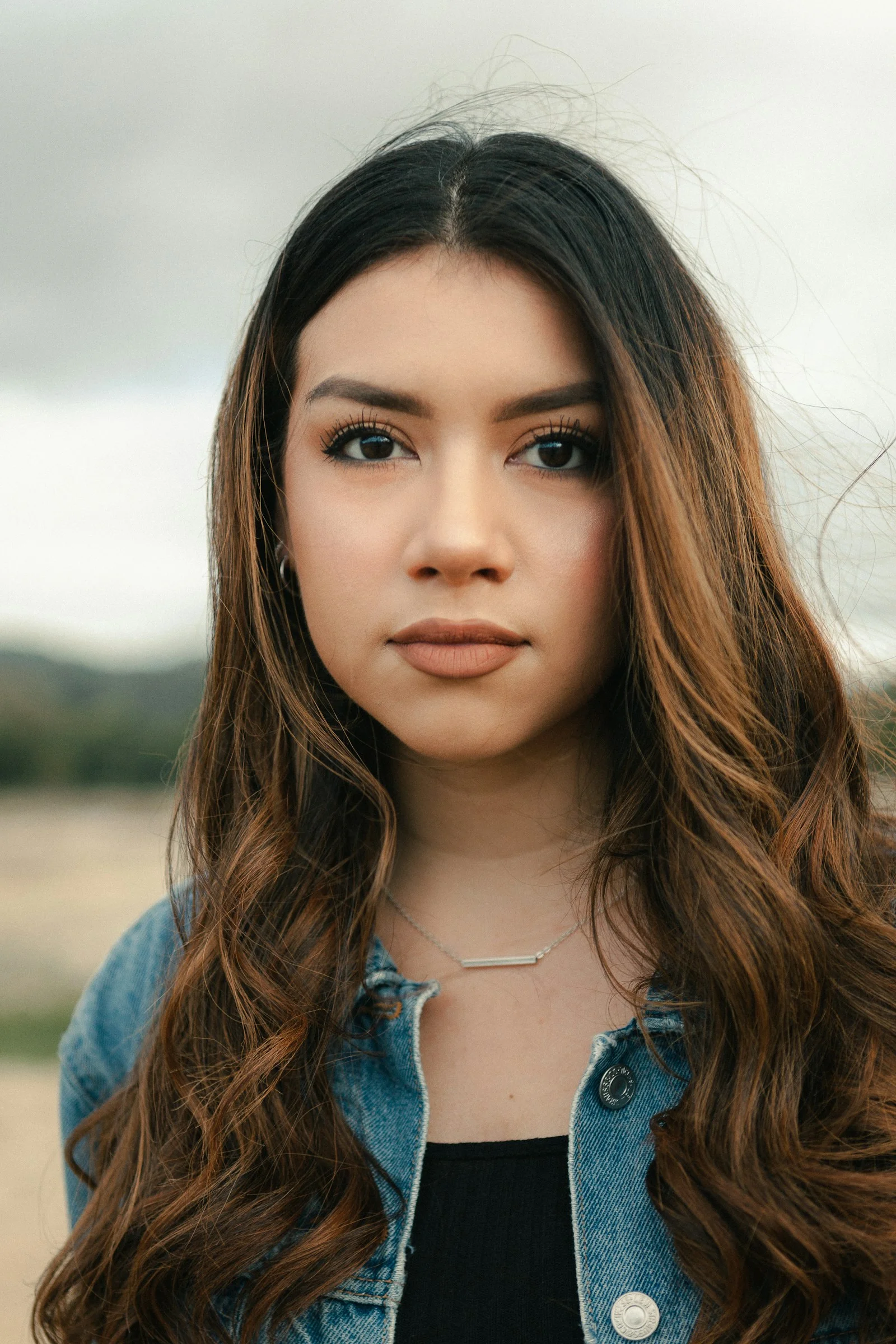 woman in blue denim jacket