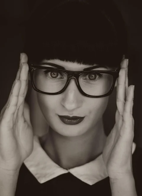woman, portrait, glasses, vintage