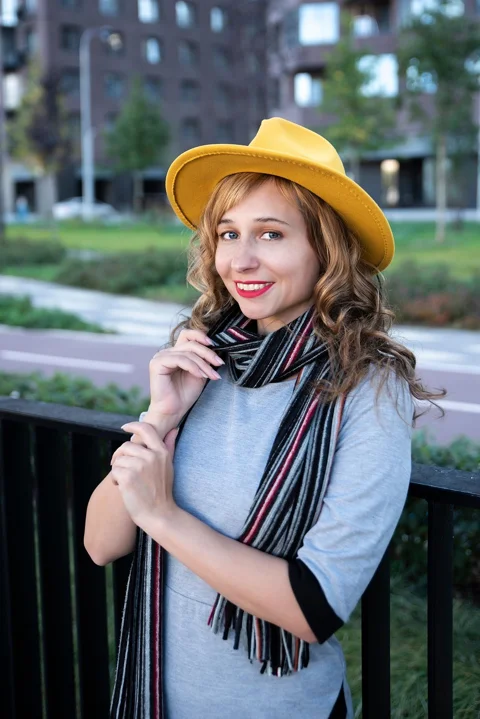 woman, smile, hat, human