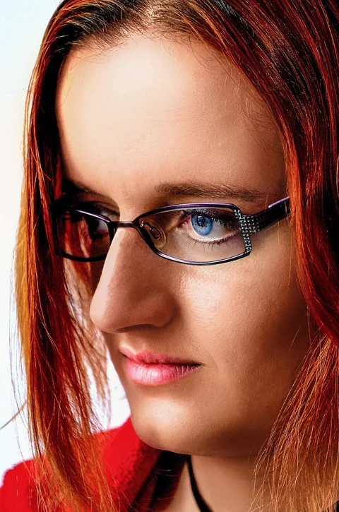 woman, glasses, portrait, red hair