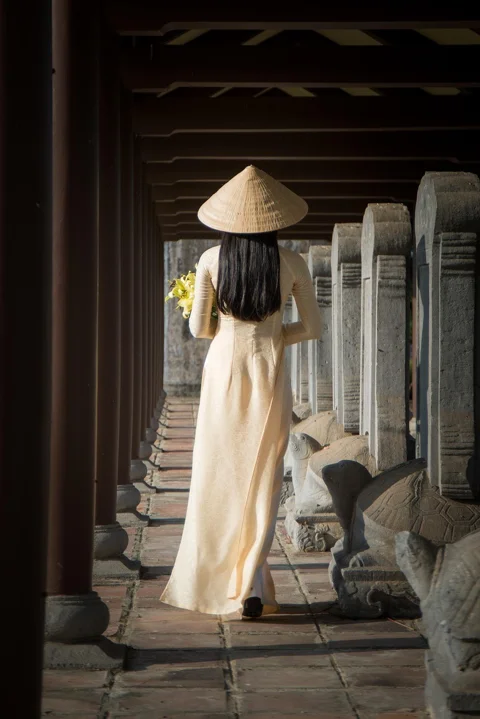 女性、奧黛、寺廟、越南
