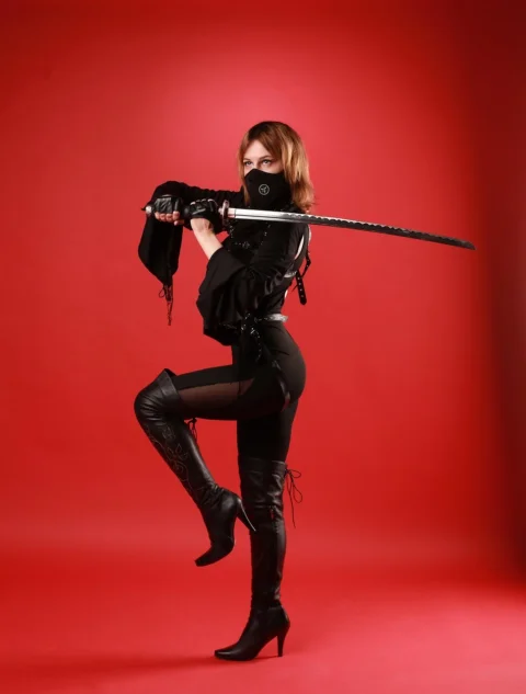 女人, 武士刀, 忍者, 女孩