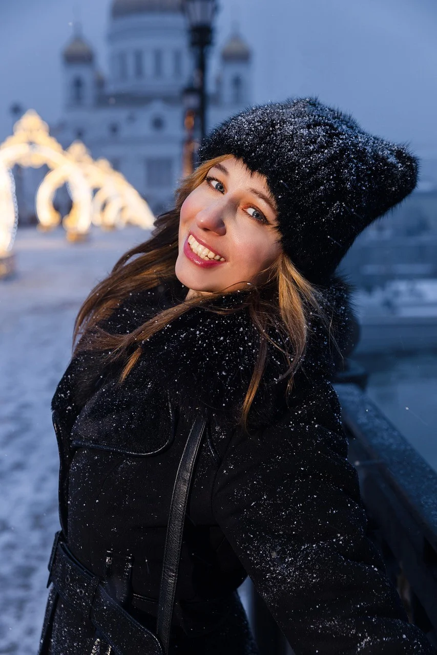女性，雪，帽子，羊毛