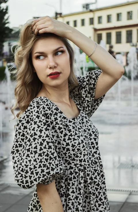 woman, model, blonde, pose