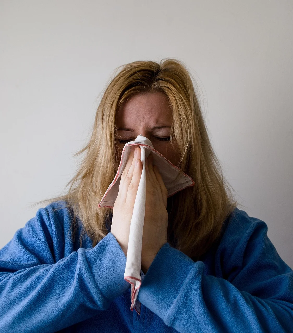 woman, blowing nose, allergy, sickness