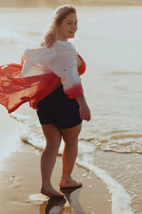 a person standing on a beach